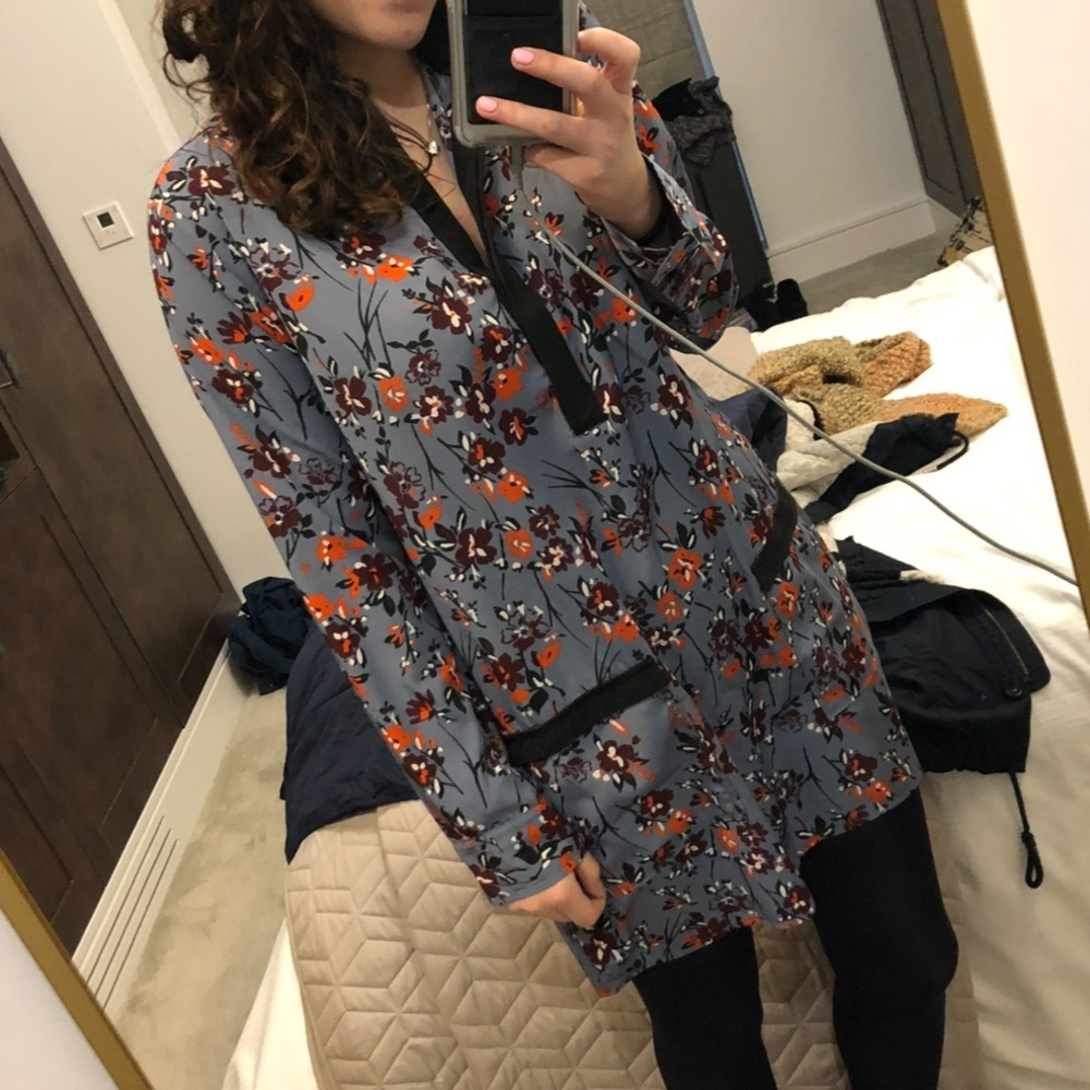 Classy Button Down Long Sleeve Mini Dress (Abercrombie)